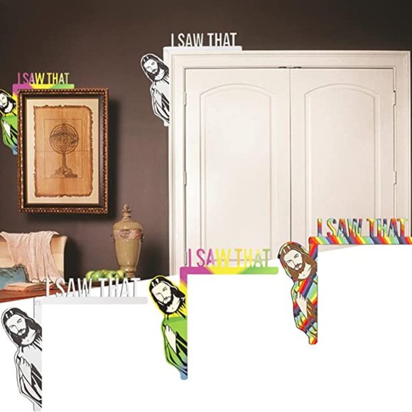 Door Frame Jesus I Saw That, Creative Funny Door Corner Hanger, Home Decor - Picture 3 of 7